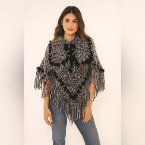 Women's Black and Gray Poncho